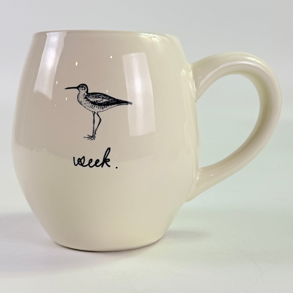 Rae Dunn Coffee Mug Seek Bird Cream Teal Artisan Collection by Magenta Excellent